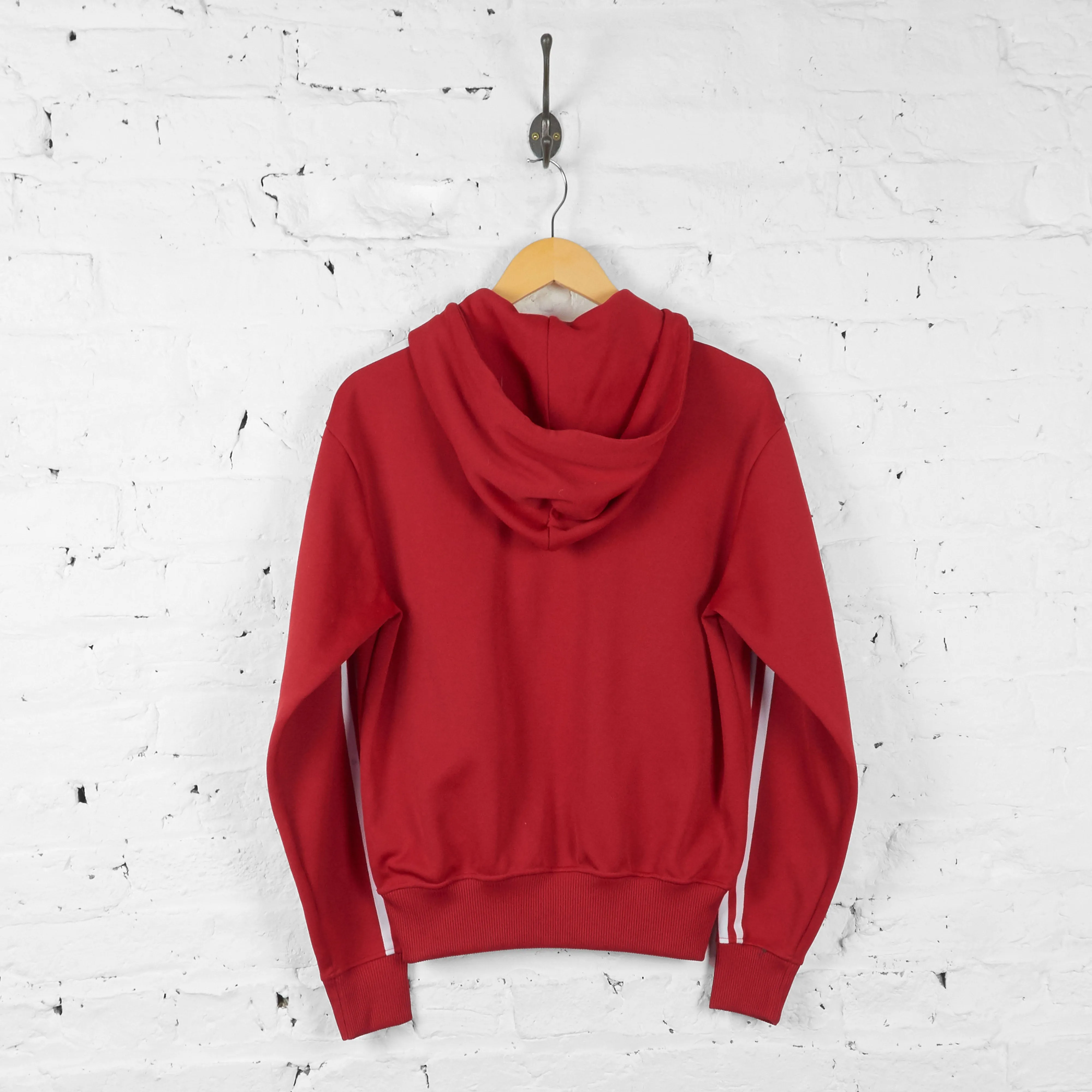Vintage Adidas Hooded Tracksuit Top Jacket - Red - S
