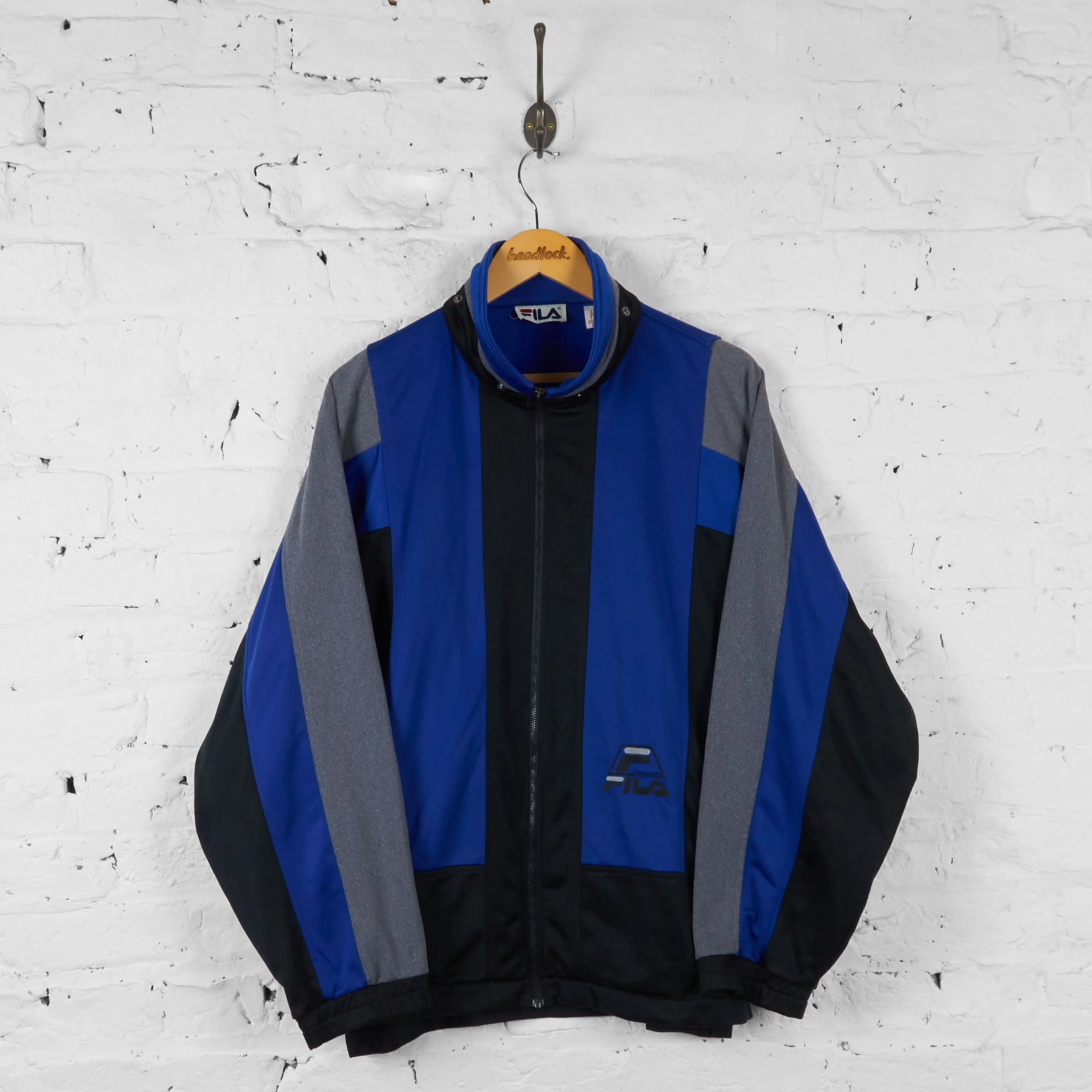 Vintage FILA Patterned Tracksuit Top - Blue - M