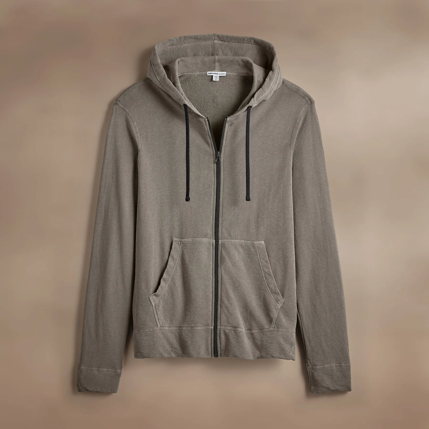 Vintage French Terry Zip Up Hoodie - Coyote Pigment
