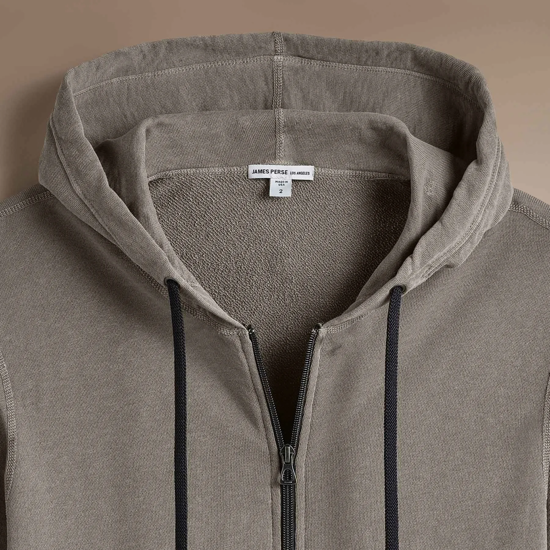 Vintage French Terry Zip Up Hoodie - Coyote Pigment