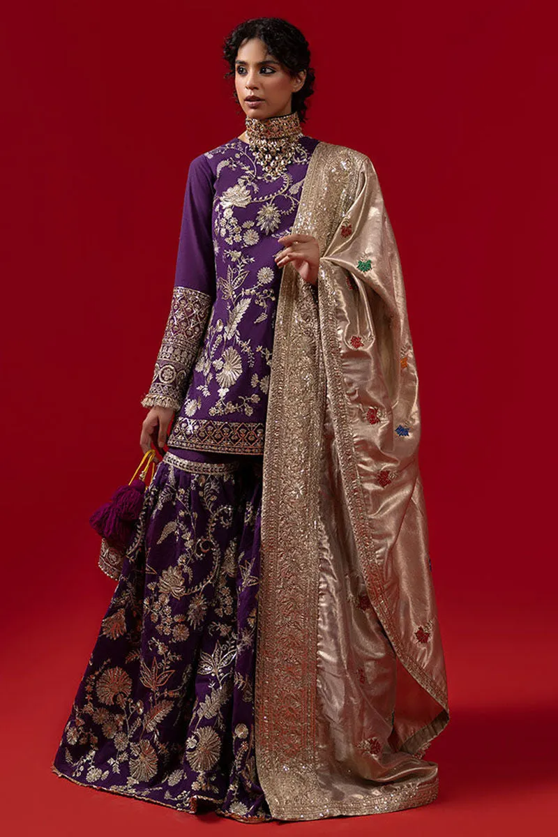 Violet Sharara Kameez for Pakistani Wedding Dresses
