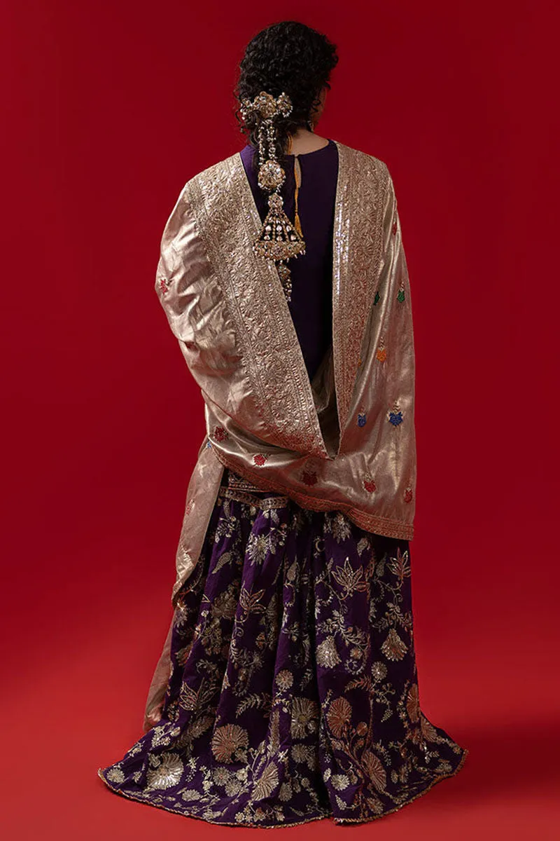 Violet Sharara Kameez for Pakistani Wedding Dresses