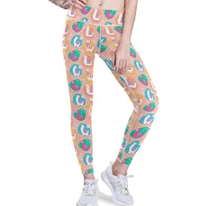 visesunny High Waist Yoga Pants with Pockets Cute Colored Llama Star Buttery Soft Tummy Control Running Workout Pants 4 Way Stretch Pocket Leggings