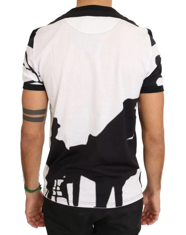 White Cotton Black Music Print T-Shirt