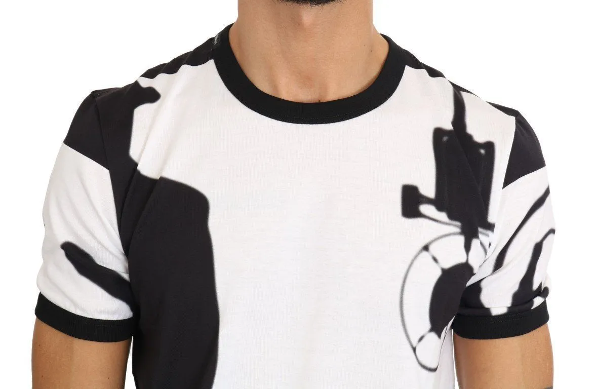 White Cotton Black Music Print T-Shirt