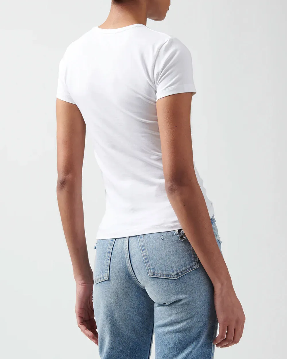 White Cotton Jersey Crewneck Tee