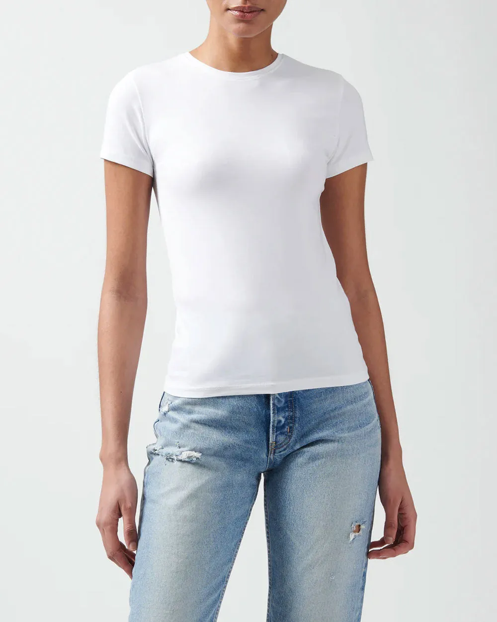 White Cotton Jersey Crewneck Tee