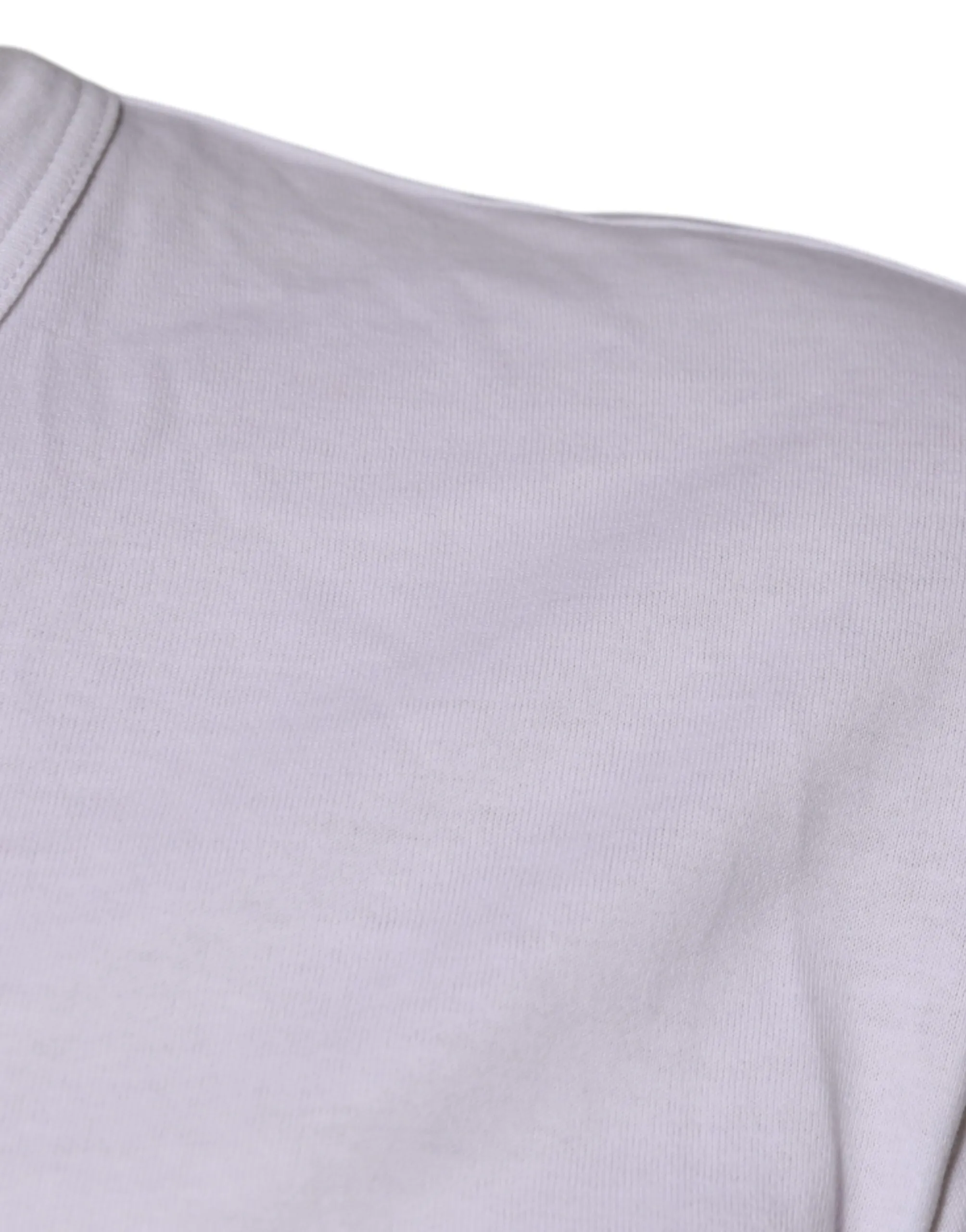 White Cotton V-neck Short Sleeves T-shirt