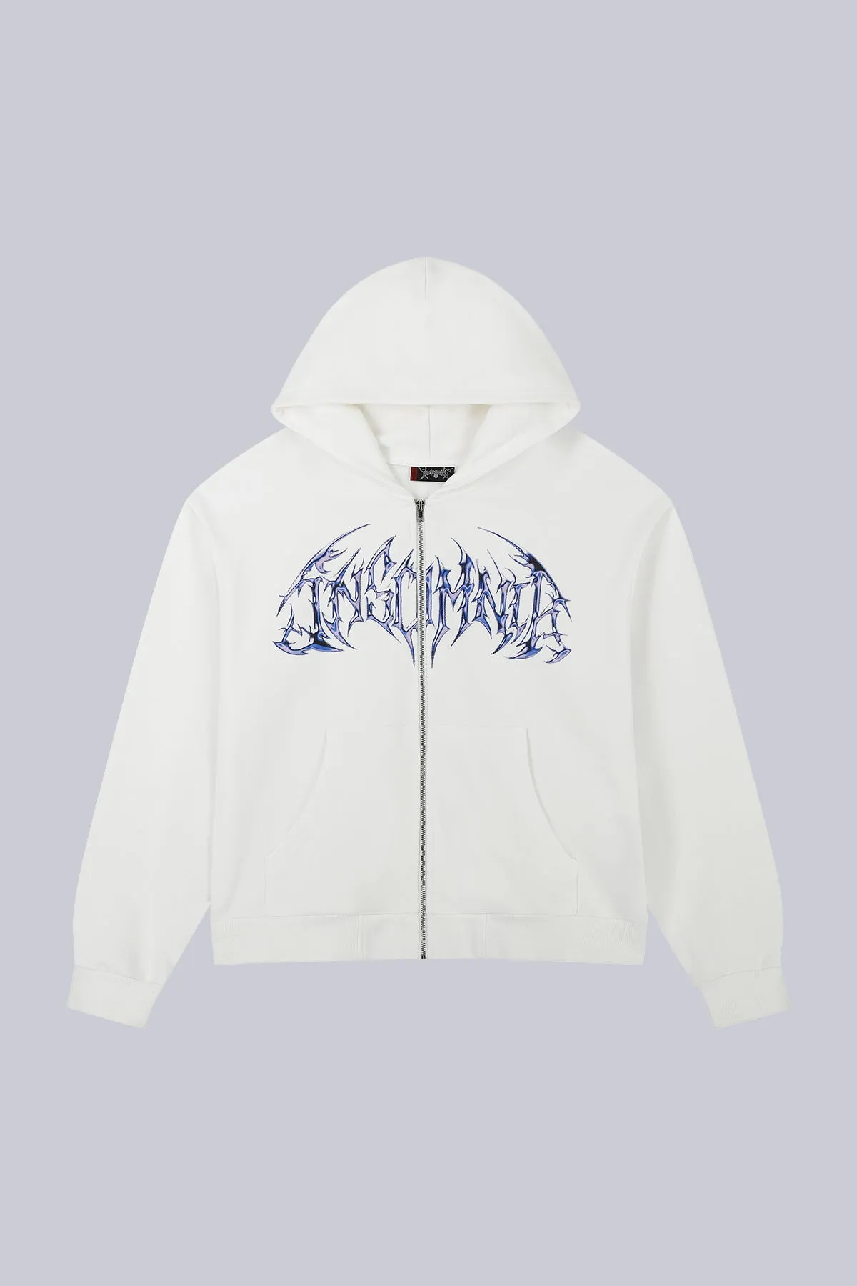 White Cross Zip Hoodie
