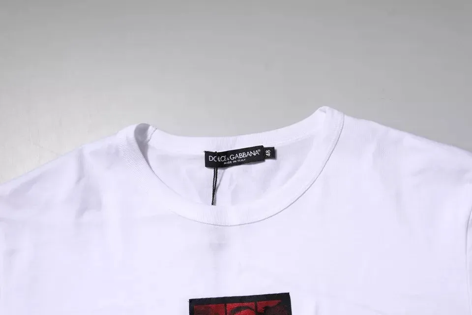 White Graphic Print Cotton Crew Neck T-shirt