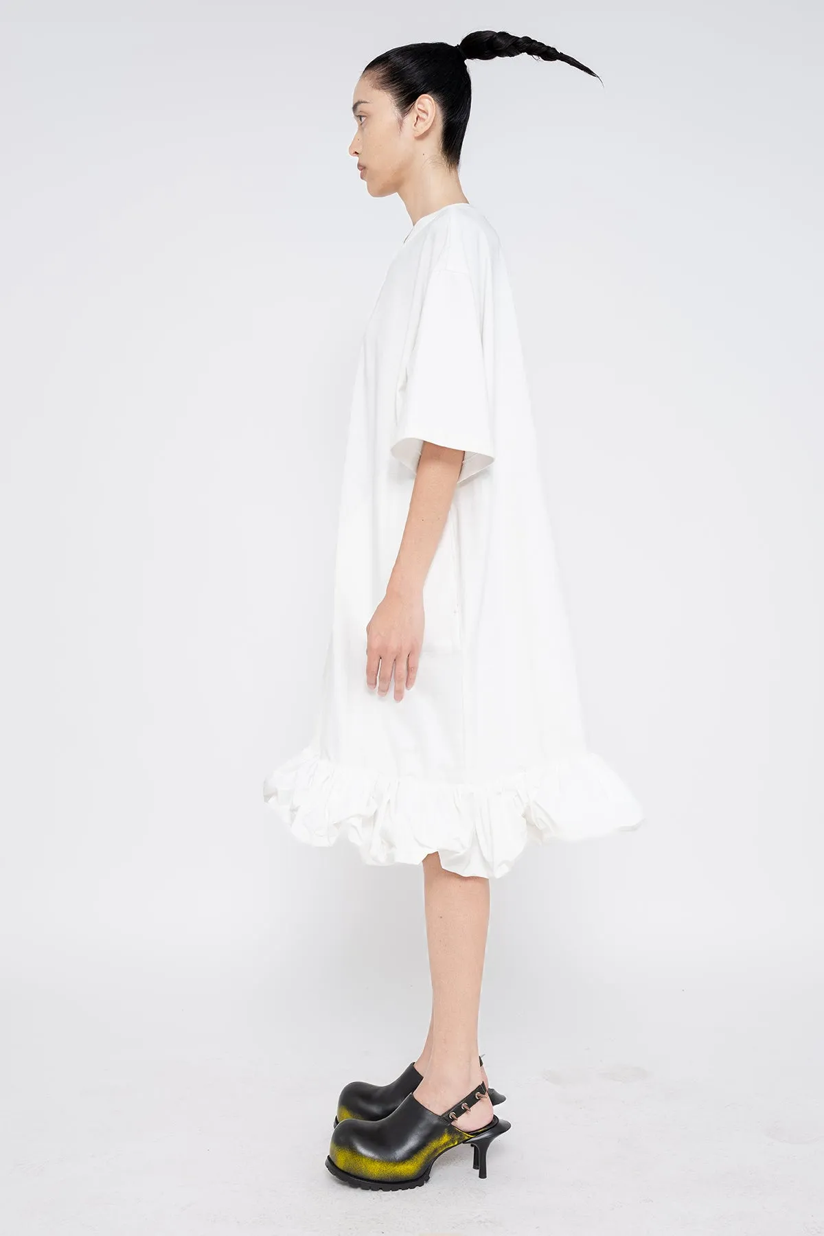 WHITE PUFFLE TEE DRESS