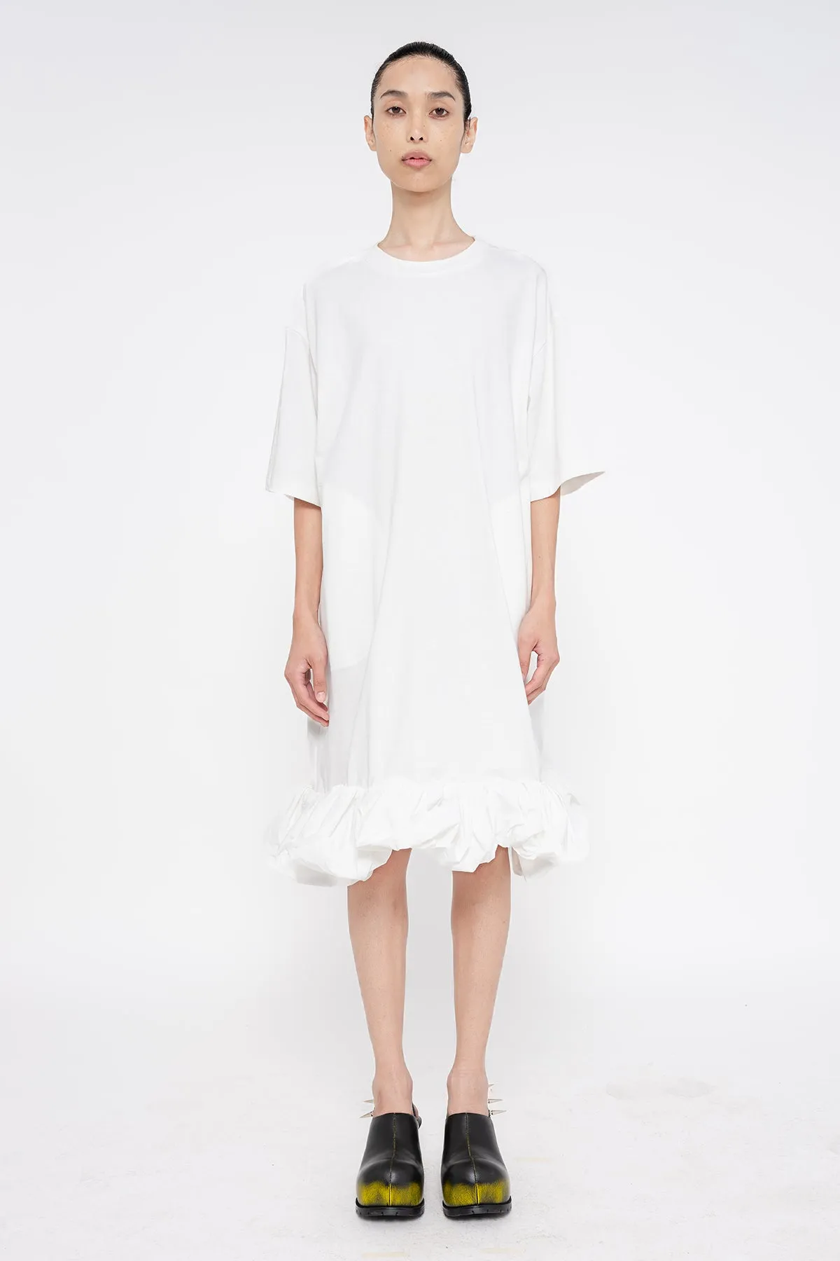 WHITE PUFFLE TEE DRESS