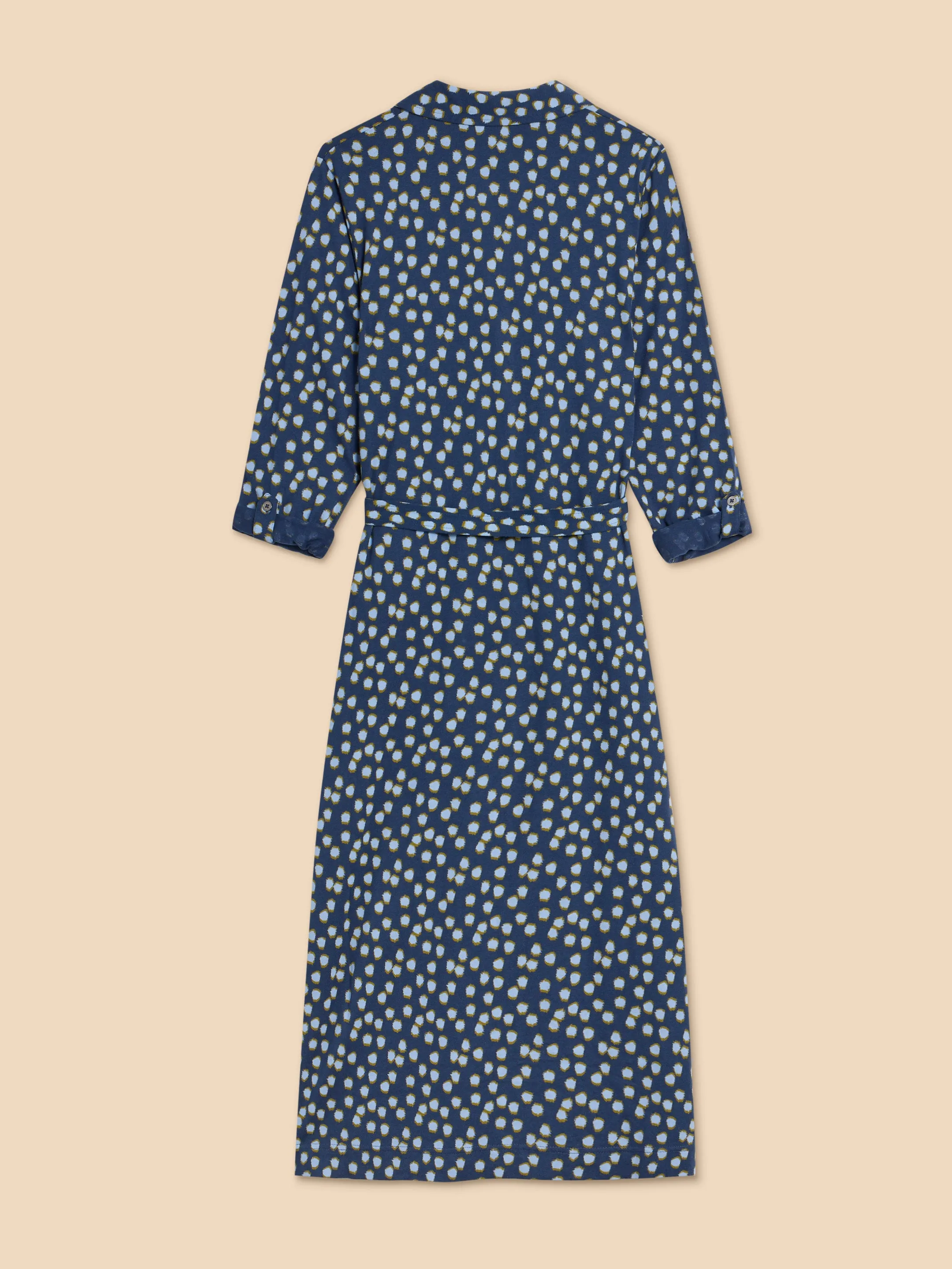 White Stuff UK Annie Jersey Shirt Dress Navy Print