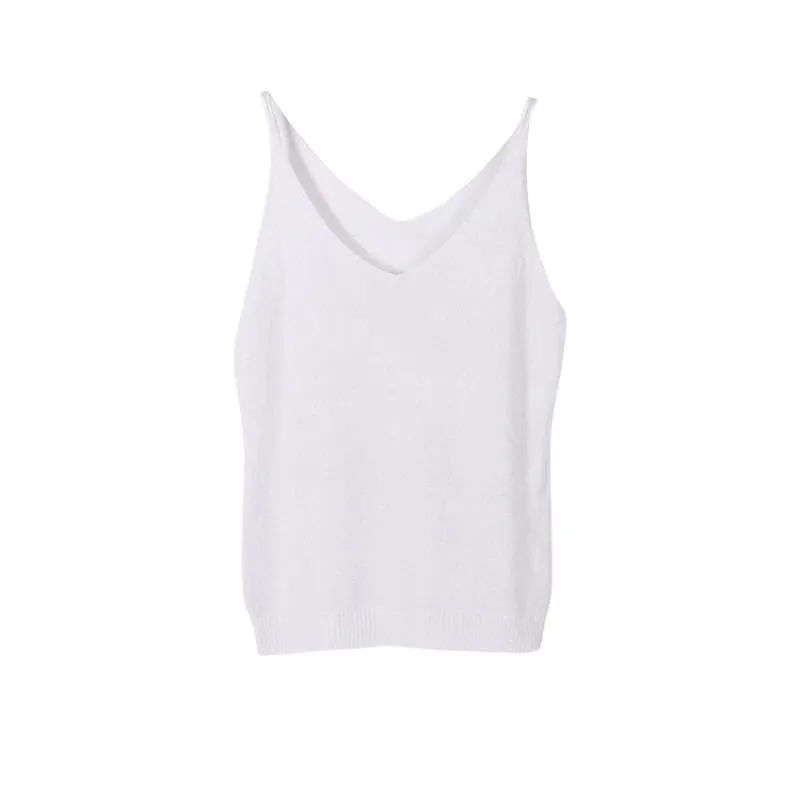 Women Fashion Knitting Vest Top Sleeveless V-Neck Blouse Casual Tank Tops