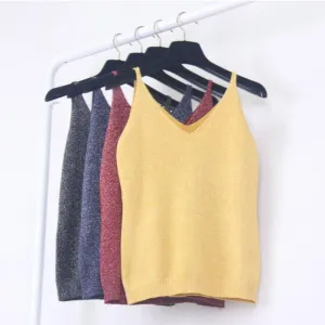Women Fashion Knitting Vest Top Sleeveless V-Neck Blouse Casual Tank Tops