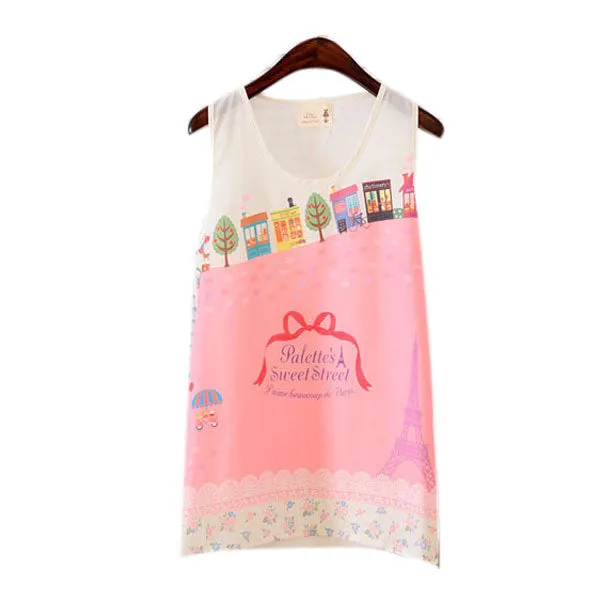 Women Girls Sleeveless Vest Tank Cami Tops Blouse Casual T-shirt
