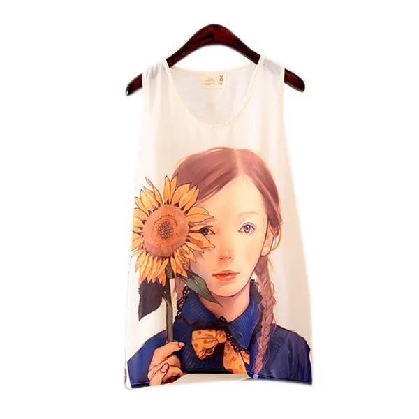 Women Girls Sleeveless Vest Tank Cami Tops Blouse Casual T-shirt