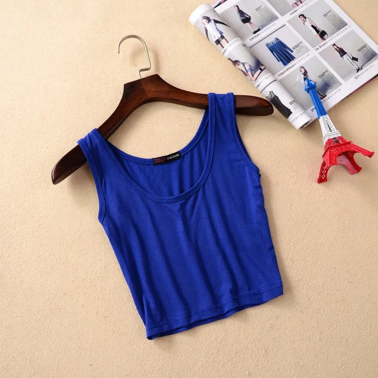 Women Short Crop Top Style Sleeveless U Vintage Croptops Sportwears Tank Tops,Femme Vest Tube Top