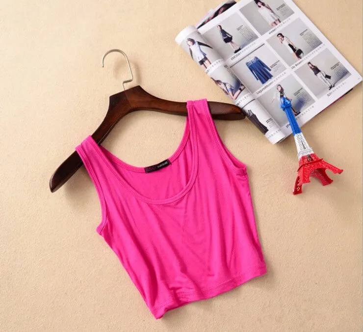 Women Short Crop Top Style Sleeveless U Vintage Croptops Sportwears Tank Tops,Femme Vest Tube Top