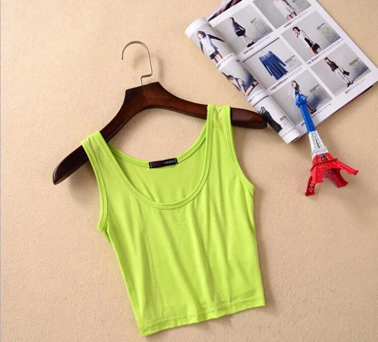 Women Short Crop Top Style Sleeveless U Vintage Croptops Sportwears Tank Tops,Femme Vest Tube Top