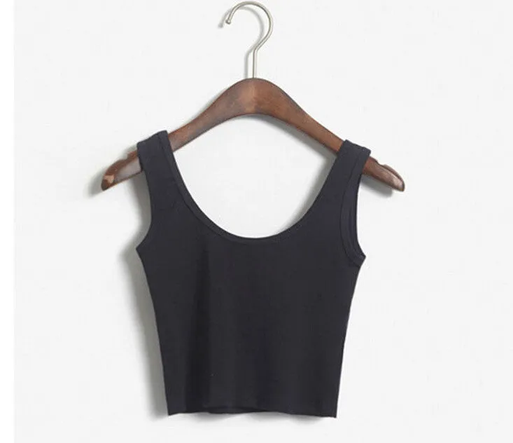 Women Short Crop Top Style Sleeveless U Vintage Croptops Sportwears Tank Tops,Femme Vest Tube Top