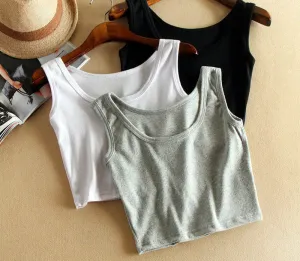 Women Short Crop Top Style Sleeveless U Vintage Croptops Sportwears Tank Tops,Femme Vest Tube Top