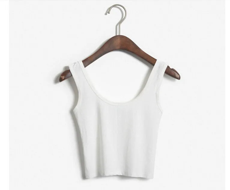 Women Short Crop Top Style Sleeveless U Vintage Croptops Sportwears Tank Tops,Femme Vest Tube Top