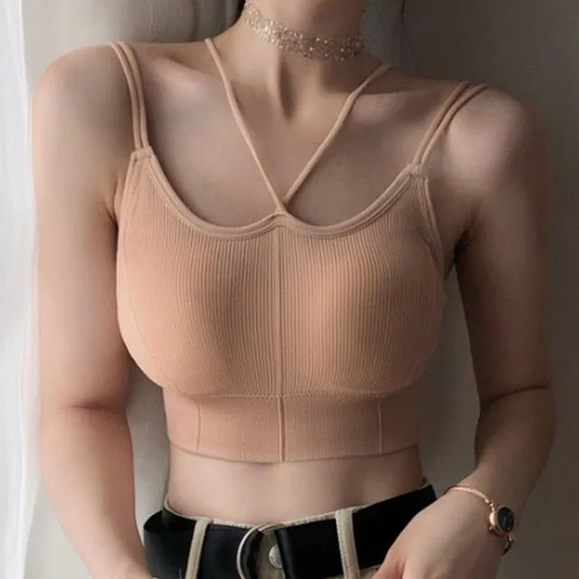 Women Tank Crop Top Seamless Underwear Female Crop Tops Sexy Lingerie Intimates With Removable Padded Camisole Femme Fashion