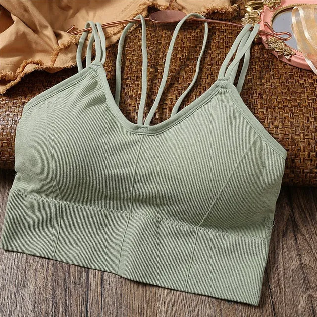 Women Tank Crop Top Seamless Underwear Female Crop Tops Sexy Lingerie Intimates With Removable Padded Camisole Femme Fashion