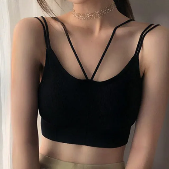 Women Tank Crop Top Seamless Underwear Female Crop Tops Sexy Lingerie Intimates With Removable Padded Camisole Femme Fashion