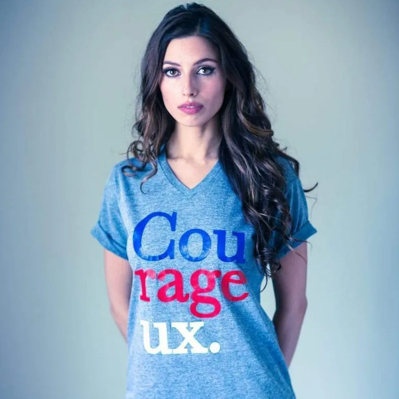 Women's - Cou-rage-eux Grey V-Neck T-Shirt