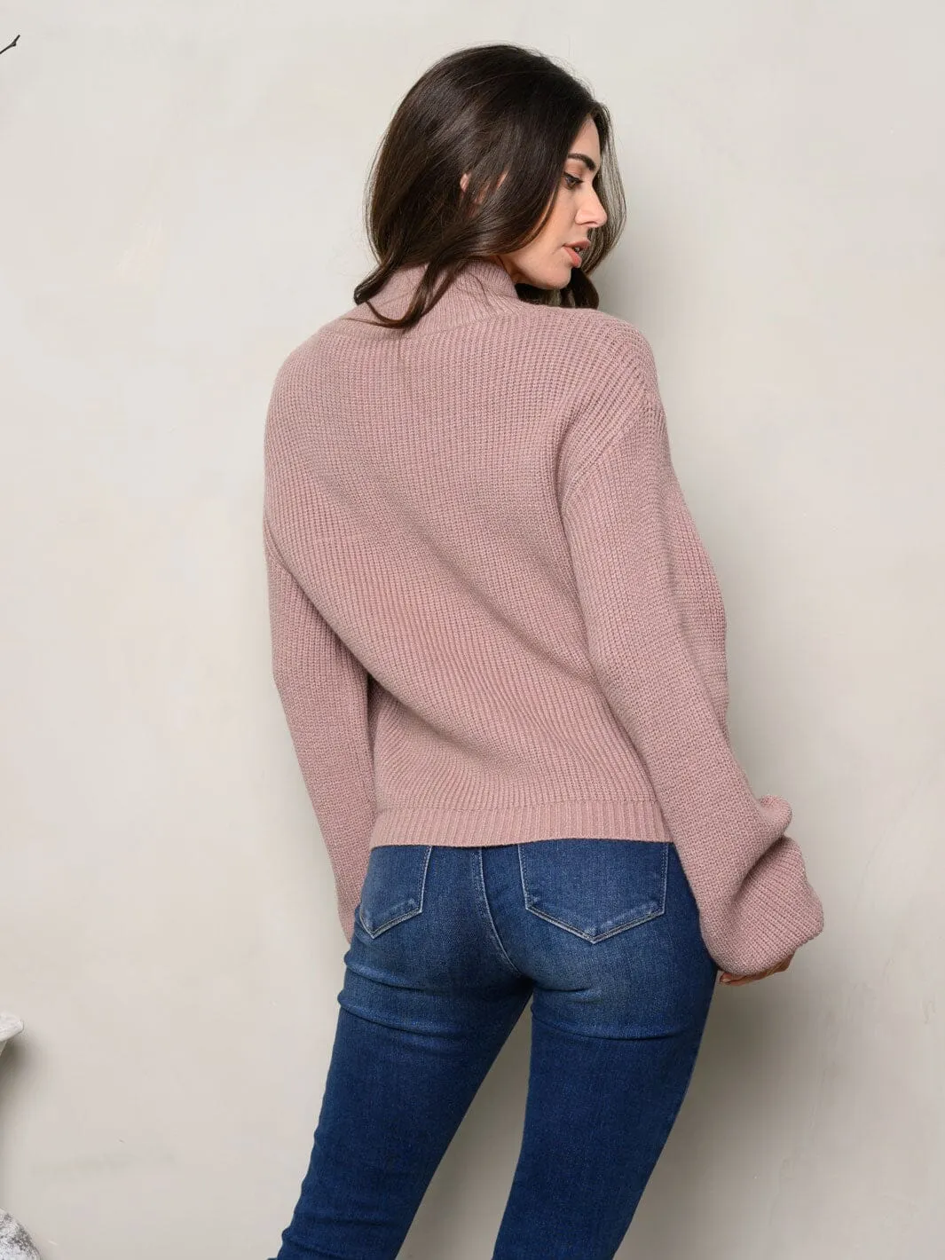 WOMEN'S LONG SLEEVE ZIP UP KNIT SWEATER