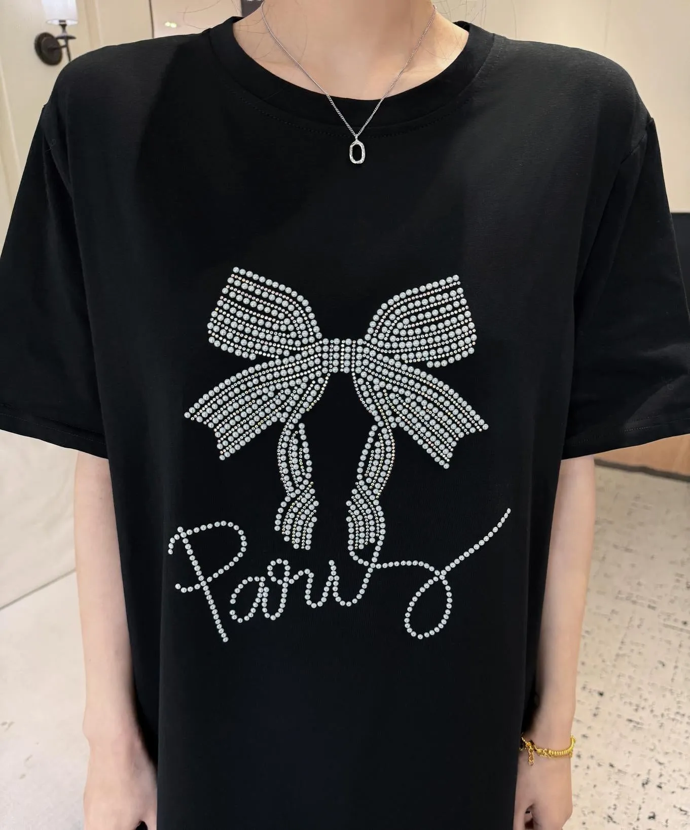 Women's Loose-Fit T-Shirt Dress with Pattern Print and Patchwork Design