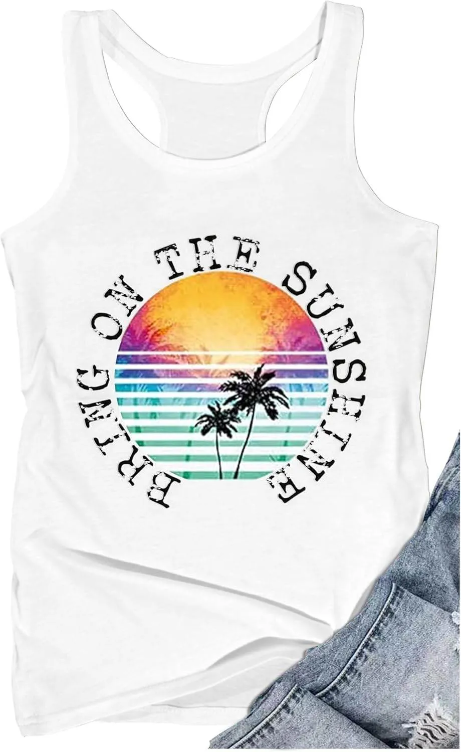 Womens Mandala Vintage Graphic Racerback Tank Tops Summer Casual Loose O-Neck Tanks Vest Vacation Classic-Fit Shirt Cami
