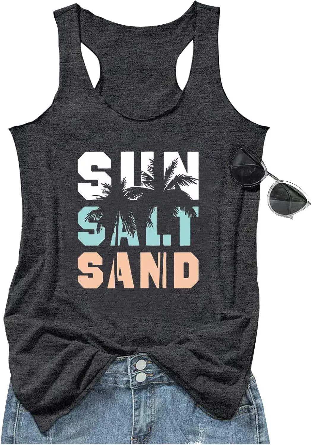 Womens Mandala Vintage Graphic Racerback Tank Tops Summer Casual Loose O-Neck Tanks Vest Vacation Classic-Fit Shirt Cami