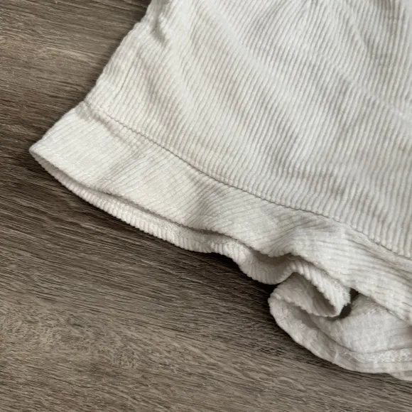 Women's Showpo Cream Corduroy Ruffle Hem Shorts