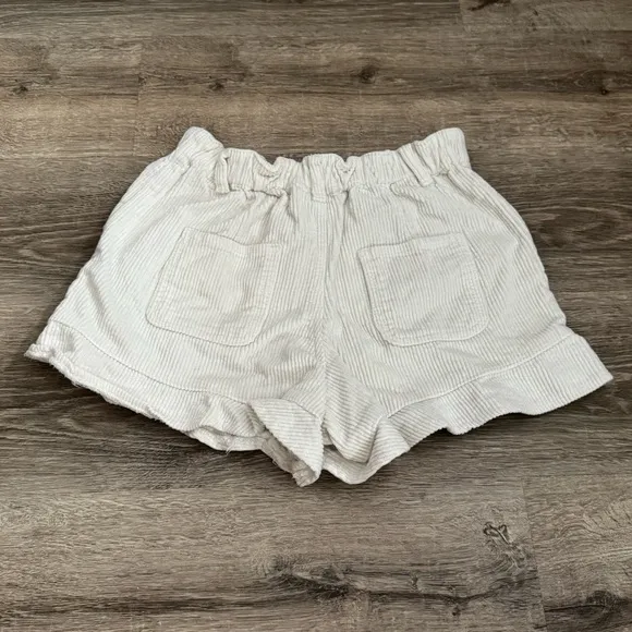 Women's Showpo Cream Corduroy Ruffle Hem Shorts