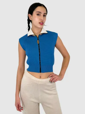 Wool Zip-Up Sleeveless Top