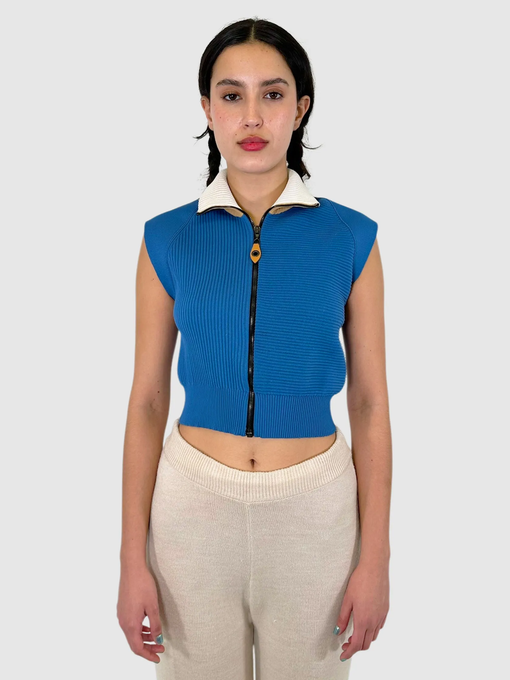 Wool Zip-Up Sleeveless Top