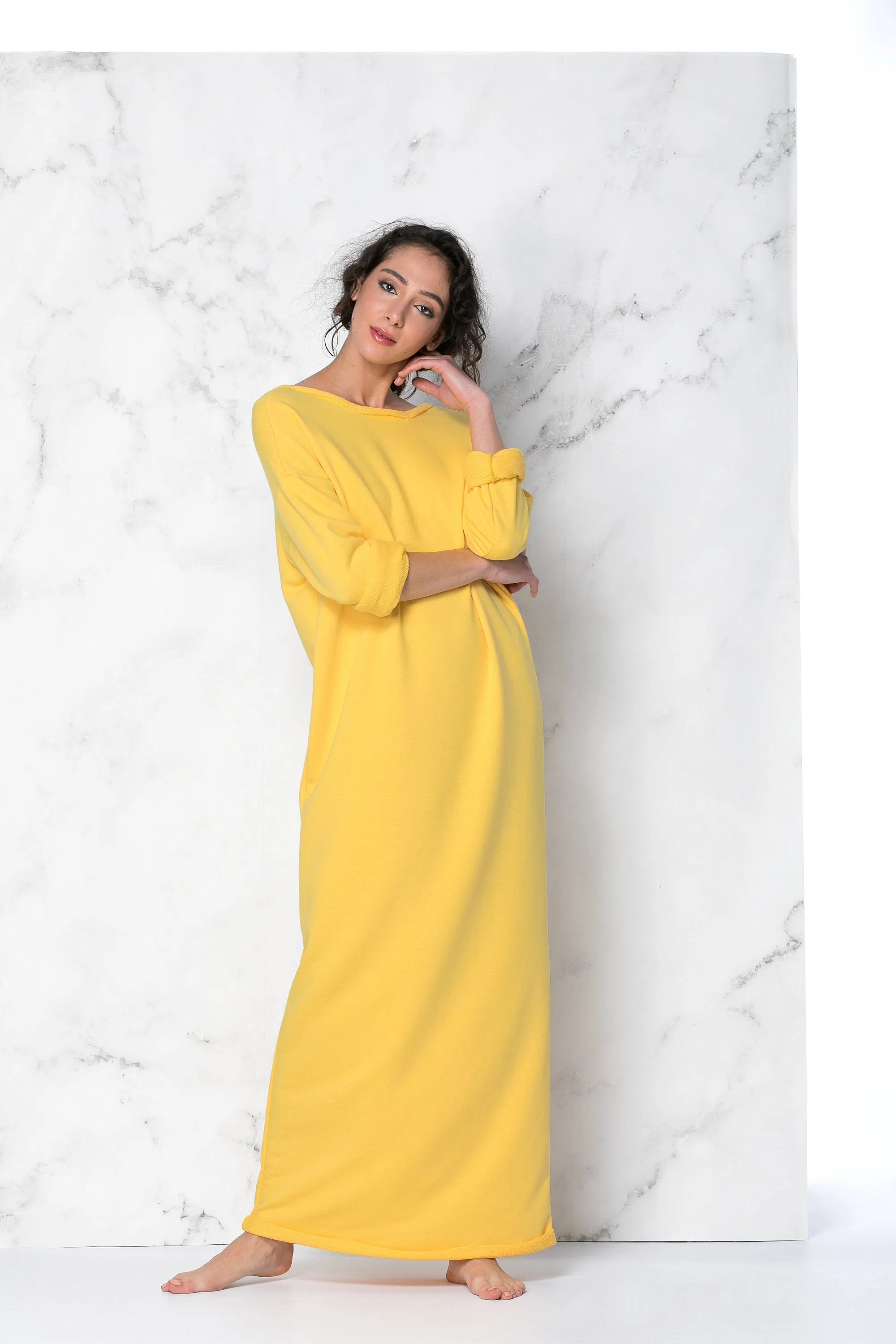 Yellow Dress, Yellow Kaftan, Yellow Maxi Dress, Backless Caftan Dress, Loungewear Dress, Cut Out Dress, Avant Garde Dress, Extravagant Dress