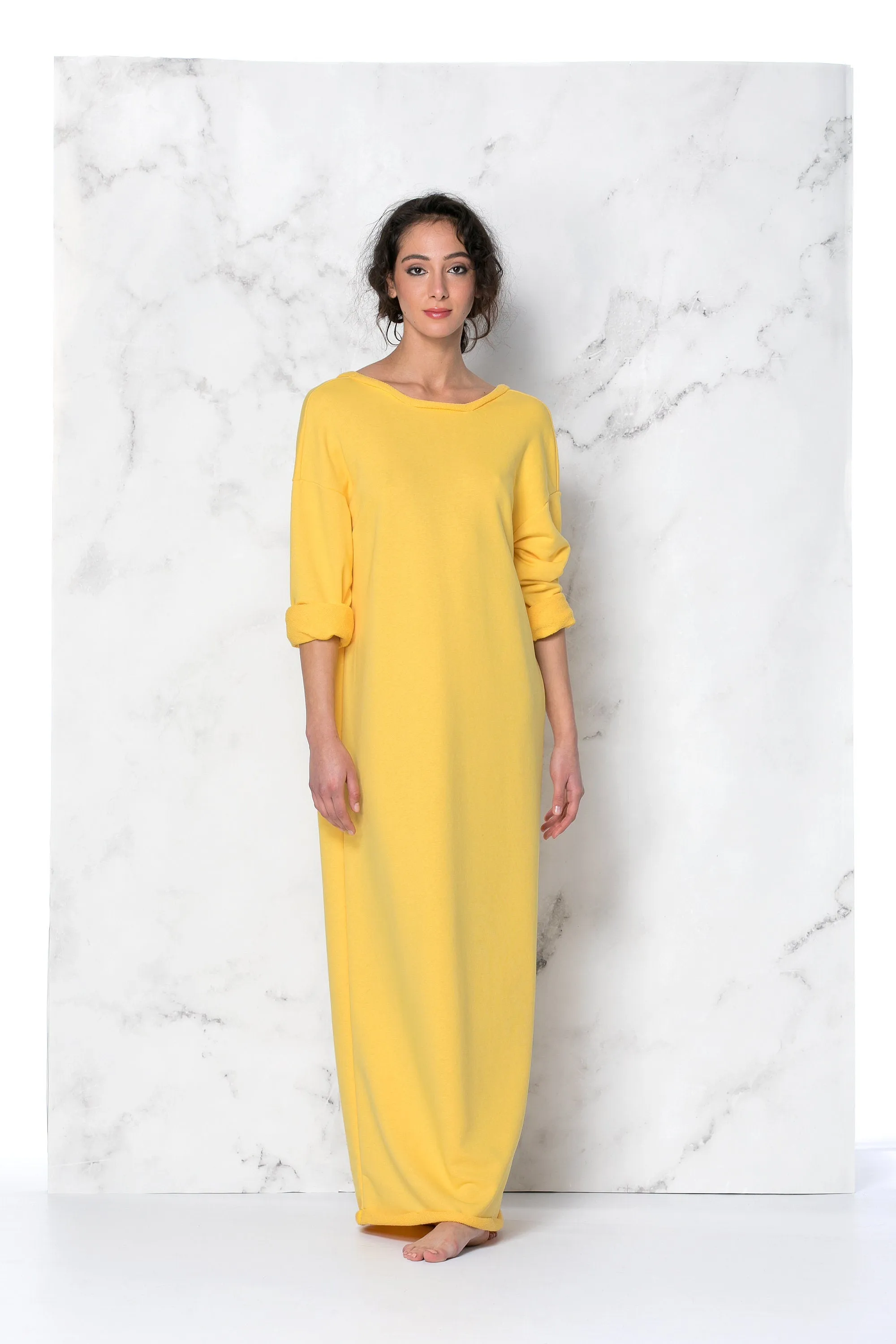 Yellow Dress, Yellow Kaftan, Yellow Maxi Dress, Backless Caftan Dress, Loungewear Dress, Cut Out Dress, Avant Garde Dress, Extravagant Dress
