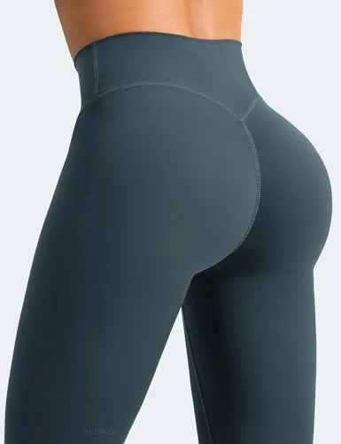 YEOREO Leggings for Women Hidden Scrunch High Waisted Yoga Pants V Cross Tummy Control Craze Compression Workout Blue Green