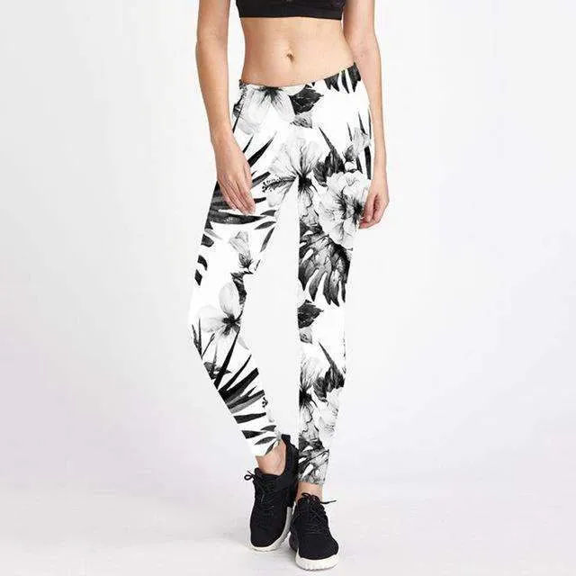 Yoga Pants Printing Flowers Women Sexy Fitness Pants Running Jogging Leggings High Elastic Slim Women Trousers Female Sports