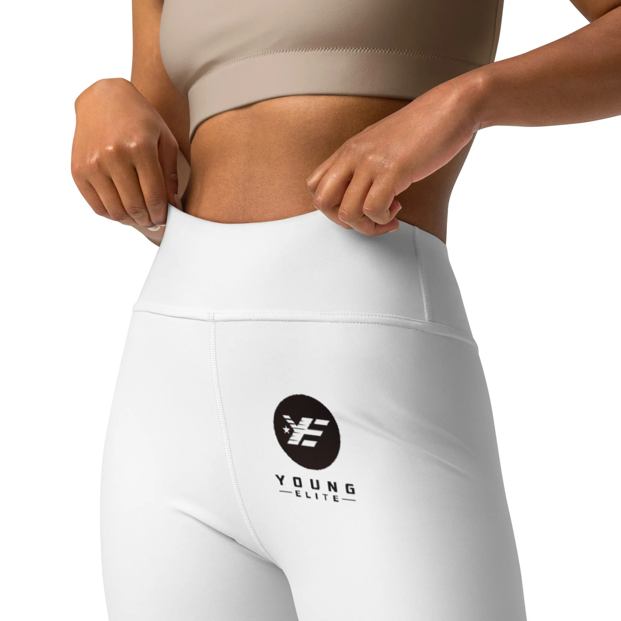 Young-Elite comfortable White Leggings with Signature Logo