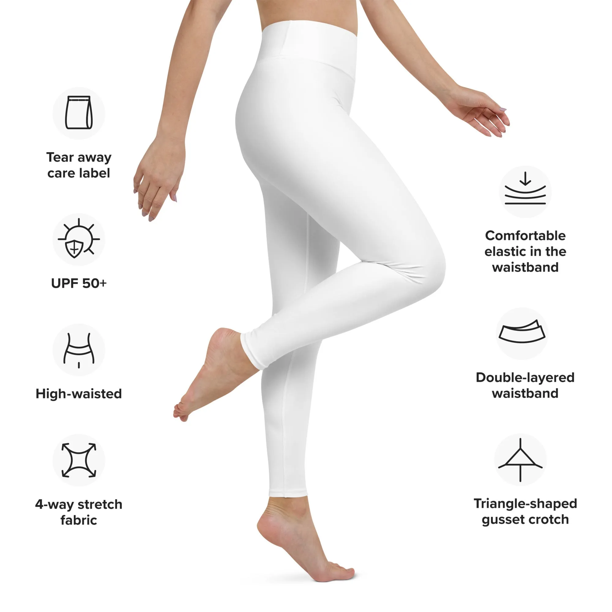 Young-Elite comfortable White Leggings with Signature Logo