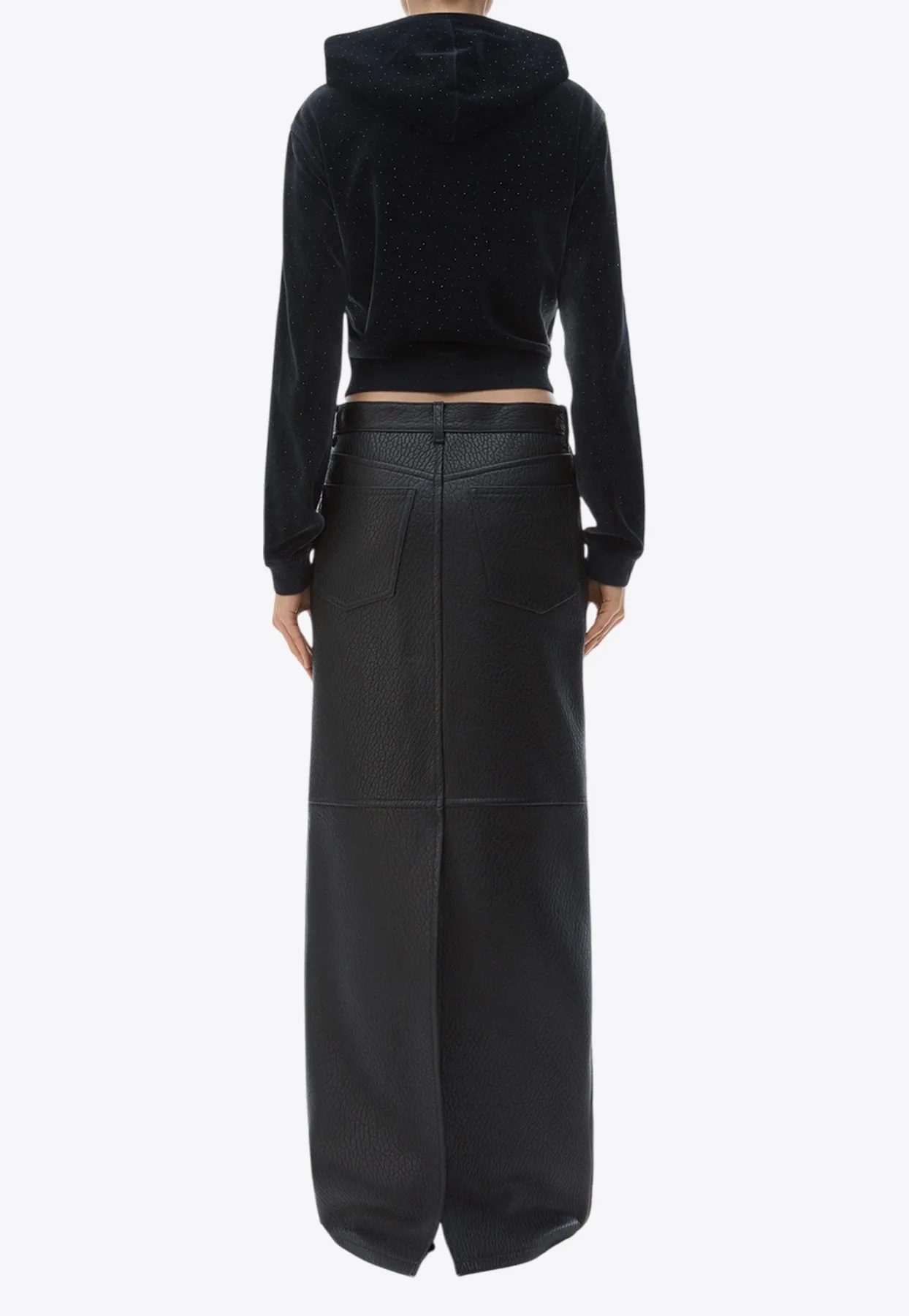 Zip-Up Beaded Cropped Hoodie