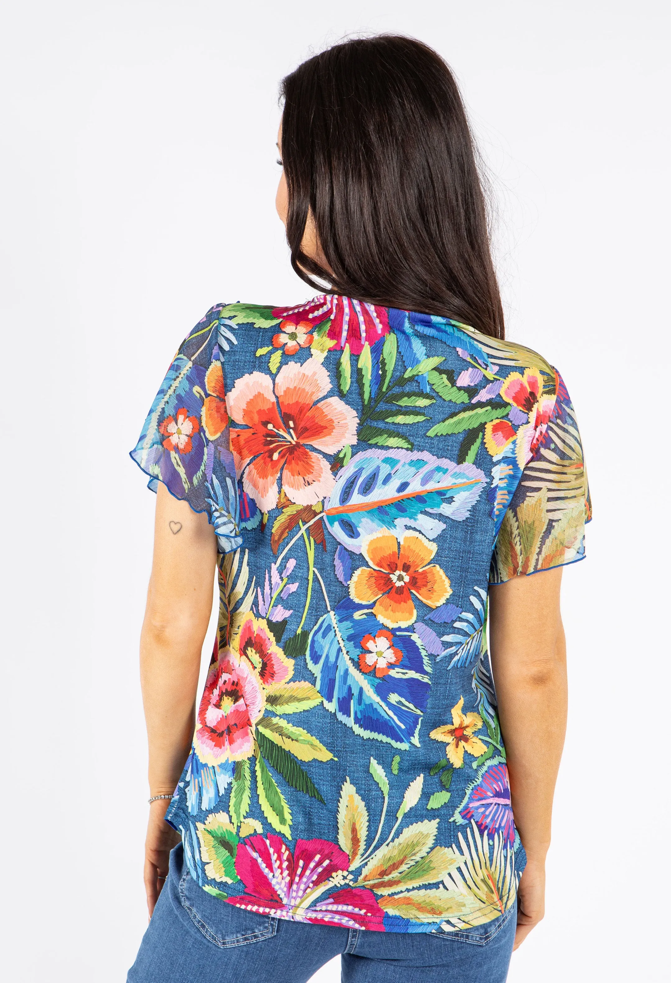 Zip-Up Floral Print Blouse