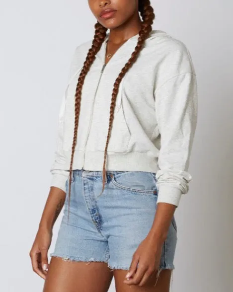 Zip Up Kangaroo Pocket  Cropped Hoodie