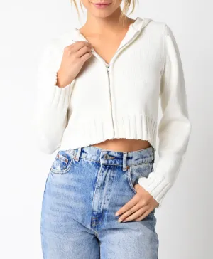 Zip Up Knit Hoodie Sweater