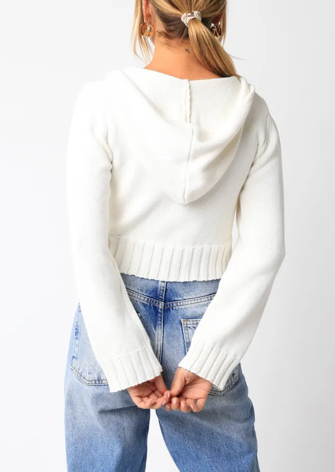 Zip Up Knit Hoodie Sweater